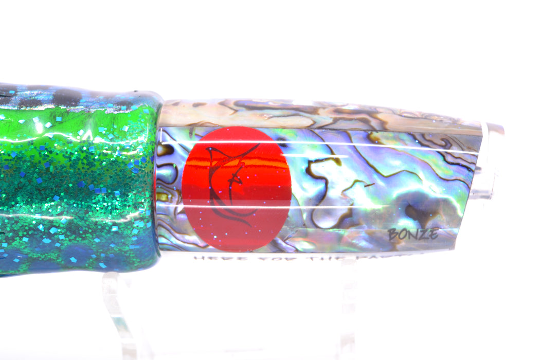 Bonze Lures Paua Shell Red Eyes Here For The Party 10" 8oz Skirted Black Dots-Blue Dots