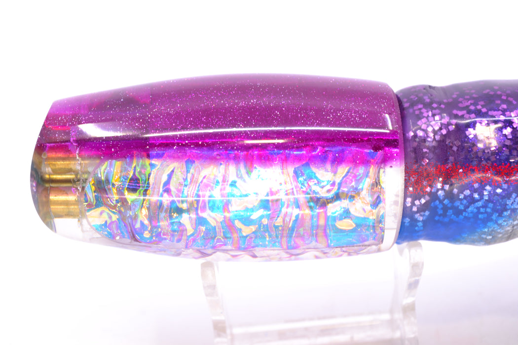 Coggin Lures Ice Rainbow Dichro Purple Back 4-Hole Lightweight 4-Hole Copalure Scoop 12" 8oz BOM Skirted