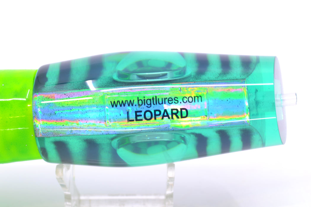 Big T Lures Green Rainbow Pearl Black Striped Back Leopard 12" 10.7oz Skirted Green-Chartreuse GZE