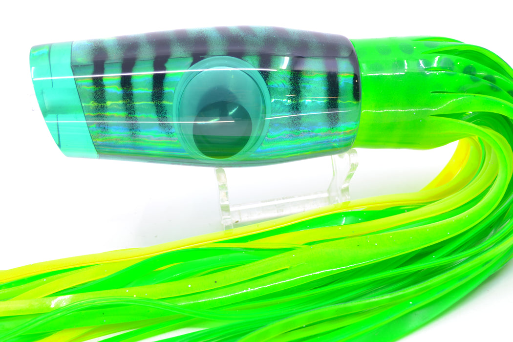 Big T Lures Green Rainbow Pearl Black Striped Back Leopard 12" 10.7oz Skirted Green-Chartreuse GZE