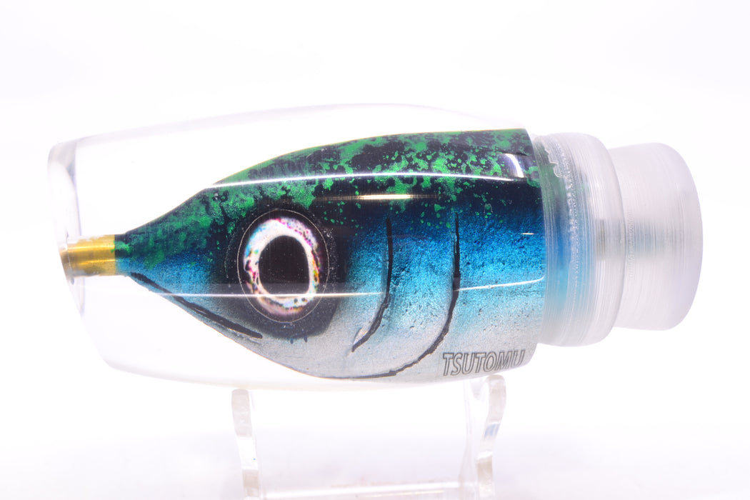 Tsutomu Lures Green/Black Splatter-Blue-Silver Fish Head Super Moke 14" 7.7oz GZE