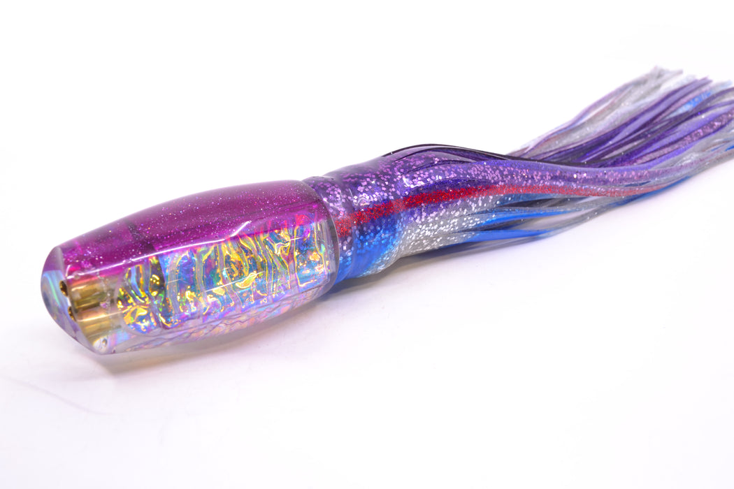 Coggin Lures Ice Rainbow Dichro Purple Back 4-Hole Lightweight 4-Hole Copalure Scoop 12" 8oz BOM Skirted