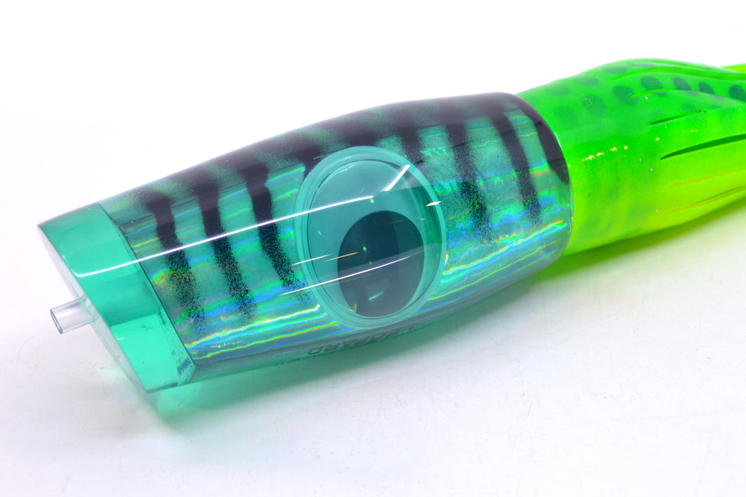 Big T Lures Green Rainbow Pearl Black Striped Back Leopard 12" 10.7oz Skirted Green-Chartreuse GZE