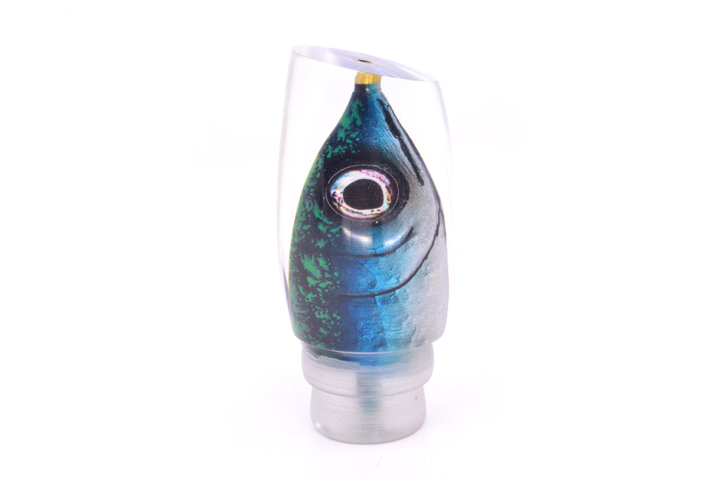 Tsutomu Lures Green/Black Splatter-Blue-Silver Fish Head Super Moke 14" 7.7oz GZE