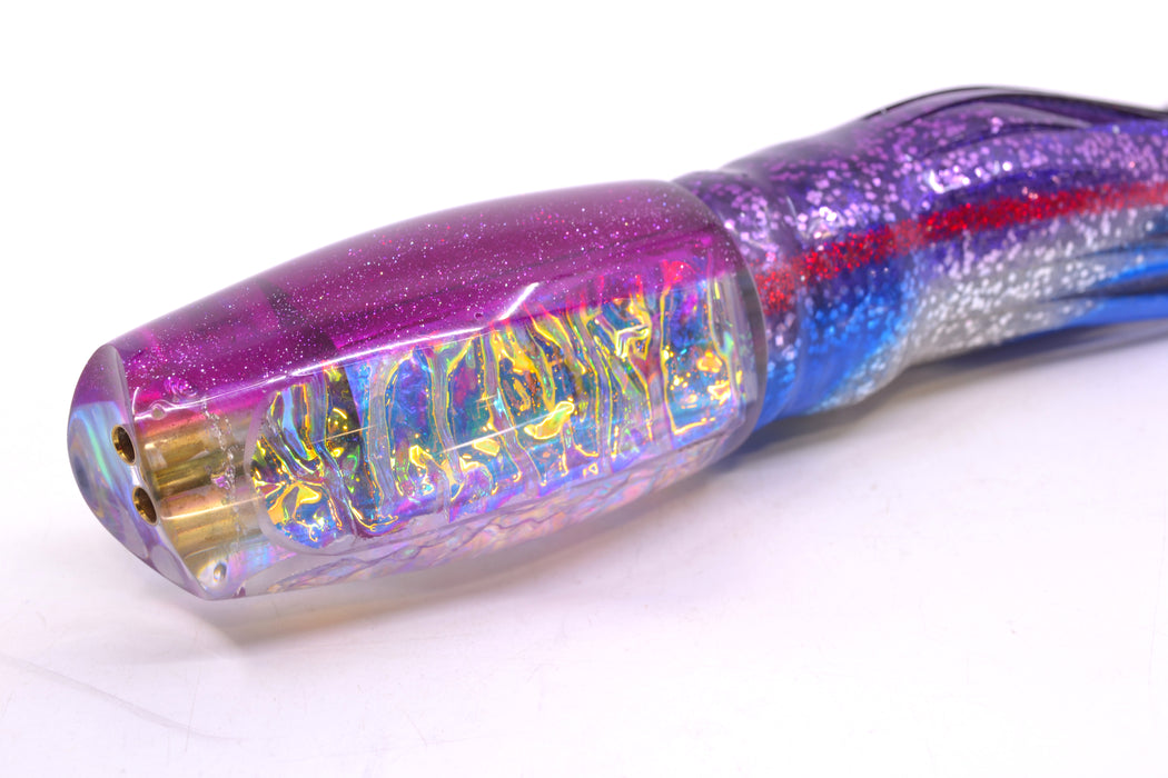 Coggin Lures Ice Rainbow Dichro Purple Back 4-Hole Lightweight 4-Hole Copalure Scoop 12" 8oz BOM Skirted