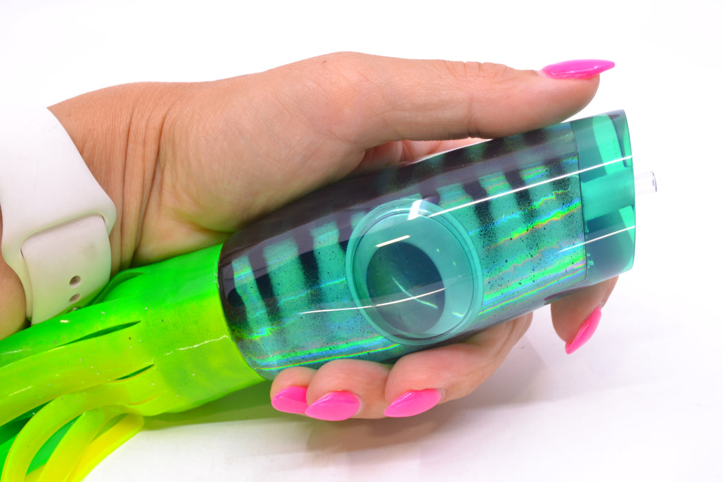 Big T Lures Green Rainbow Pearl Black Striped Back Leopard 12" 10.7oz Skirted Green-Chartreuse GZE
