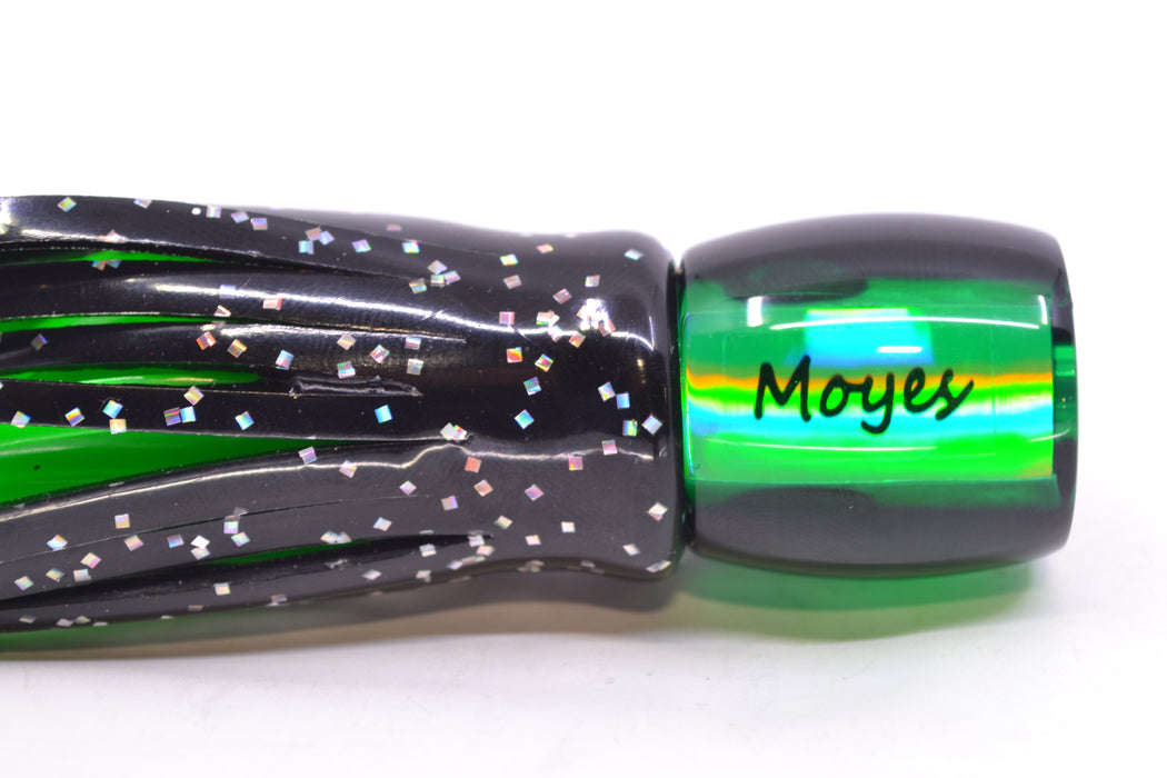 Moyes Lures Green MOP Black Back Taxi Eyes Tang 5" 3oz Skirted Black/Green GZE