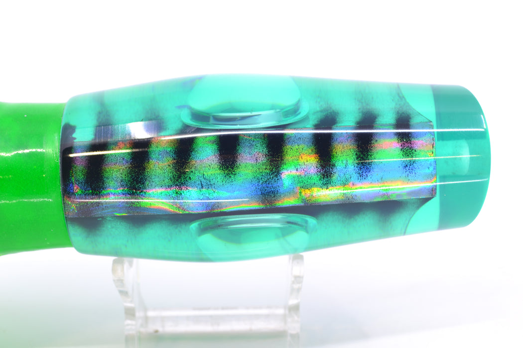 Big T Lures Green Rainbow Pearl Black Striped Back Leopard 12" 10.7oz Skirted Green GZE