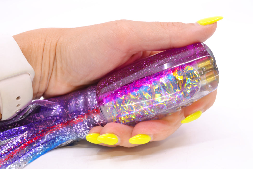 Coggin Lures Ice Rainbow Dichro Purple Back 4-Hole Lightweight 4-Hole Copalure Scoop 12" 8oz BOM Skirted