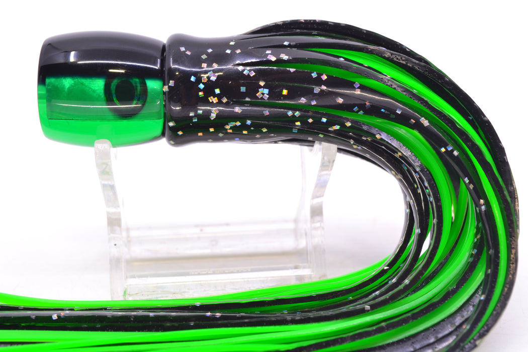 Moyes Lures Green MOP Black Back Taxi Eyes Tang 5" 3oz Skirted Black/Green GZE