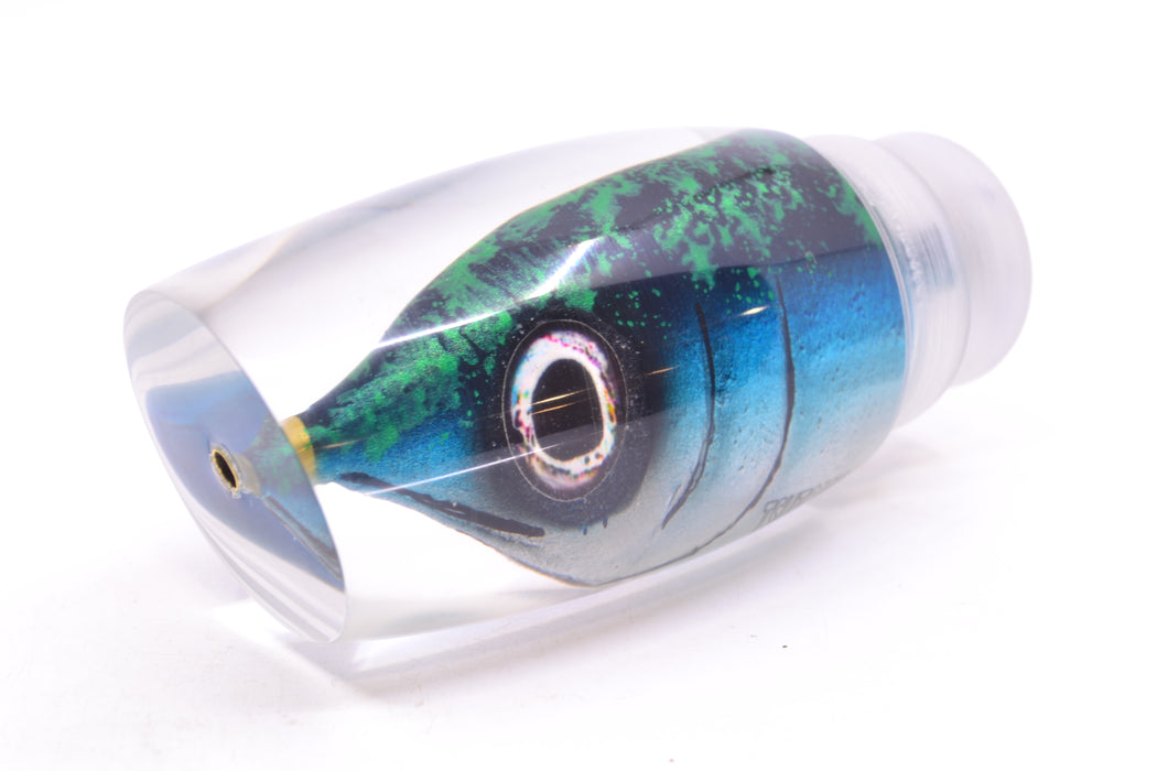 Tsutomu Lures Green/Black Splatter-Blue-Silver Fish Head Super Moke 14" 7.7oz GZE