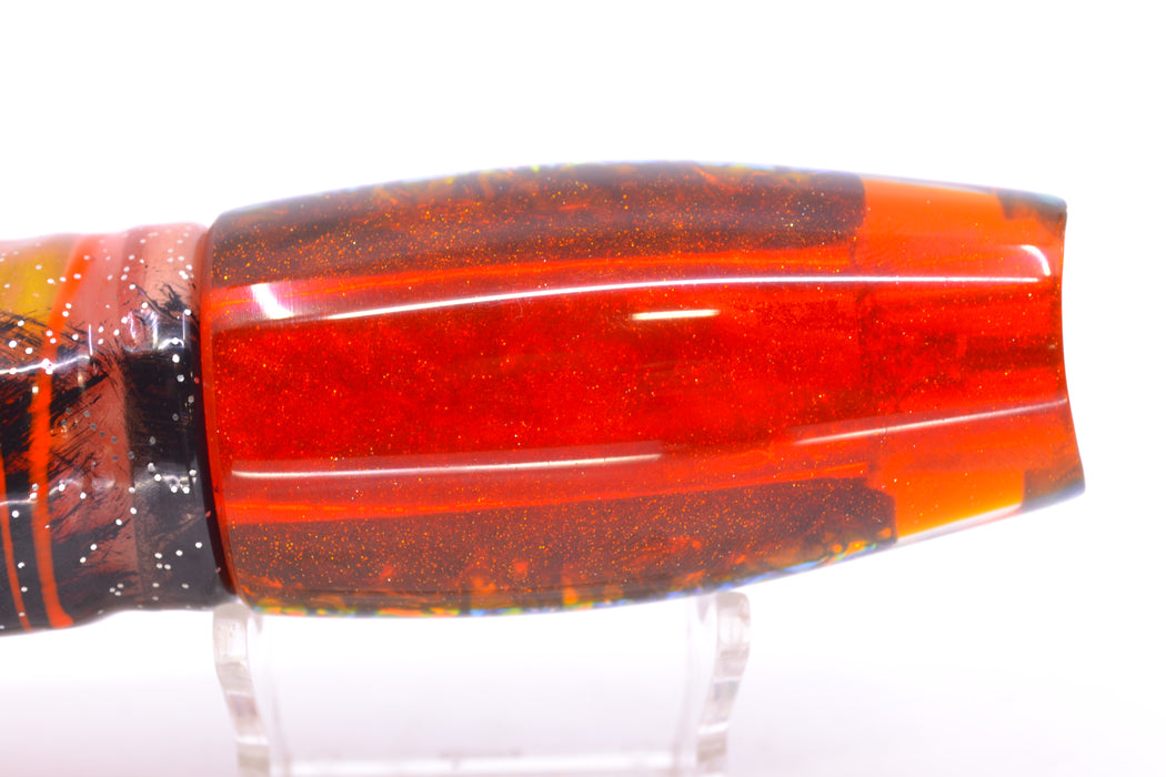 Coggin Lures Fire Dichro Orange Back 4-Hole Copalure Scoop 12" 12oz BOM Skirted