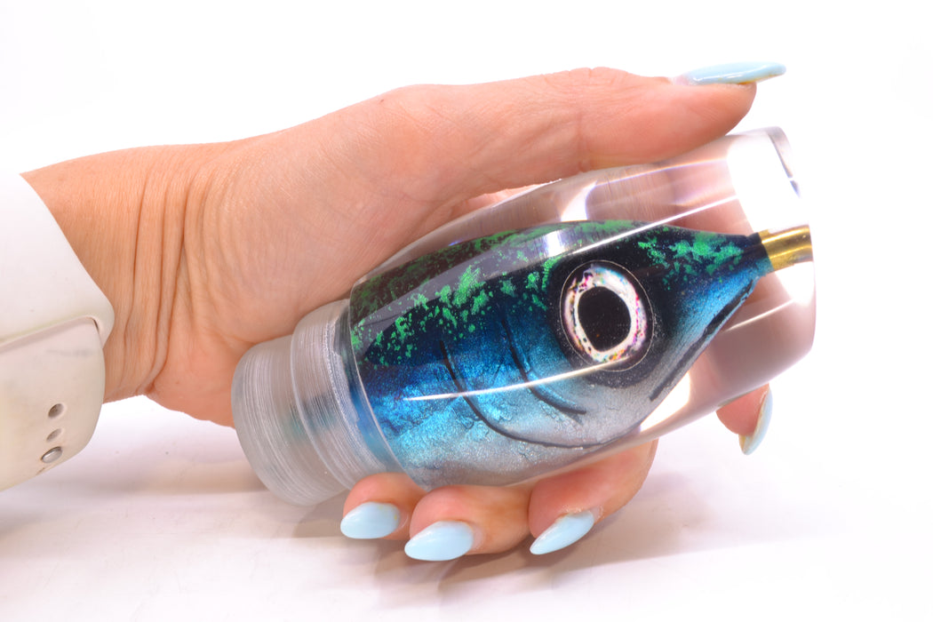 Tsutomu Lures Green/Black Splatter-Blue-Silver Fish Head Super Moke 14" 7.7oz GZE
