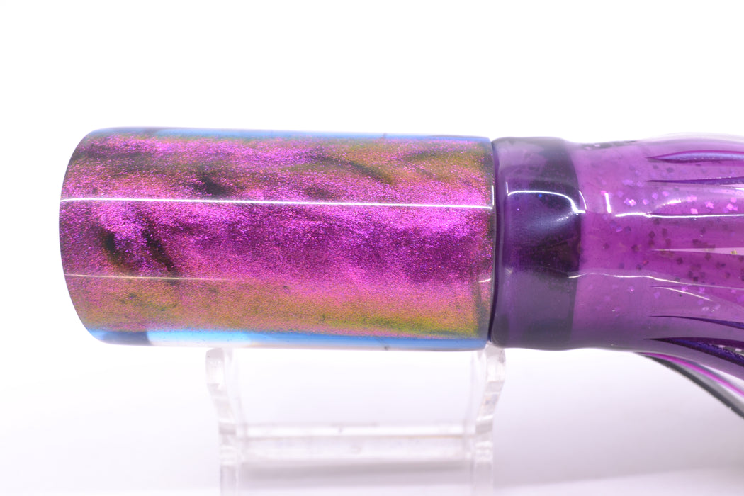 Ali'i Kai Lures White Fish Head Purple-Blue Back Tube 10" 5.6oz Skirted Purple Skipjack