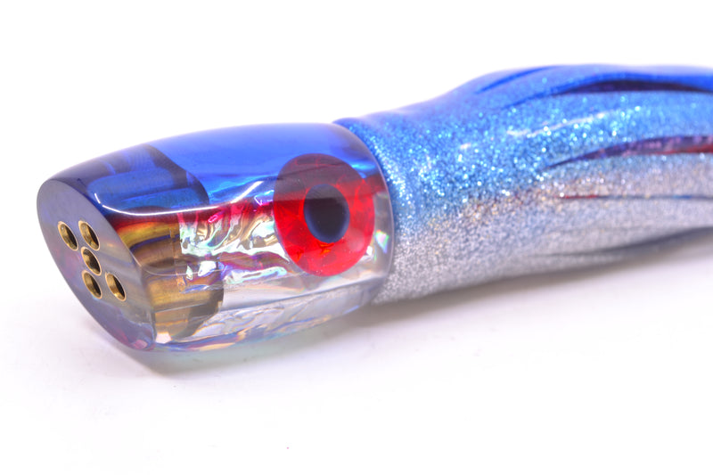 Coggin Lures Ice Rainbow Dichro Blue-Red Back Jetted Sugar Bear Slant 9" 4.7oz Skirted