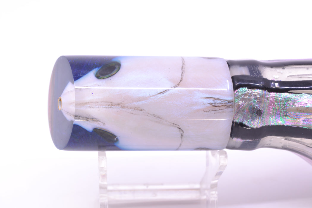 Ali'i Kai Lures White Fish Head Purple-Blue Back Tube 10" 5.6oz Skirted Purple Skipjack