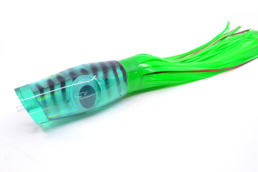 Big T Lures Green Rainbow Pearl Black Striped Back Leopard 12" 10.7oz Skirted Green GZE