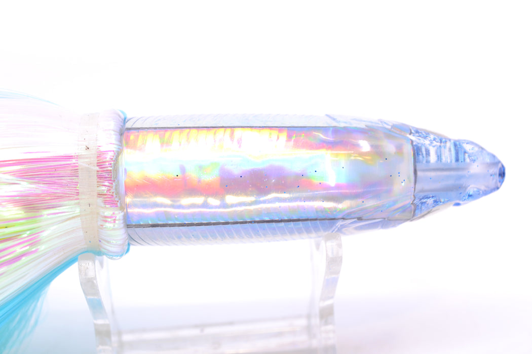 Bonze Lures Silver Rainbow Blue Glitter Back Weapon 9" 8oz Strobez Ice Blue-White