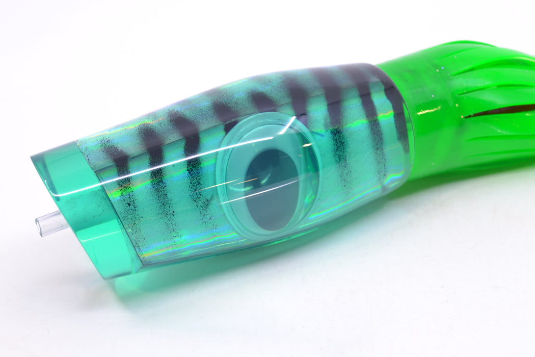 Big T Lures Green Rainbow Pearl Black Striped Back Leopard 12" 10.7oz Skirted Green GZE