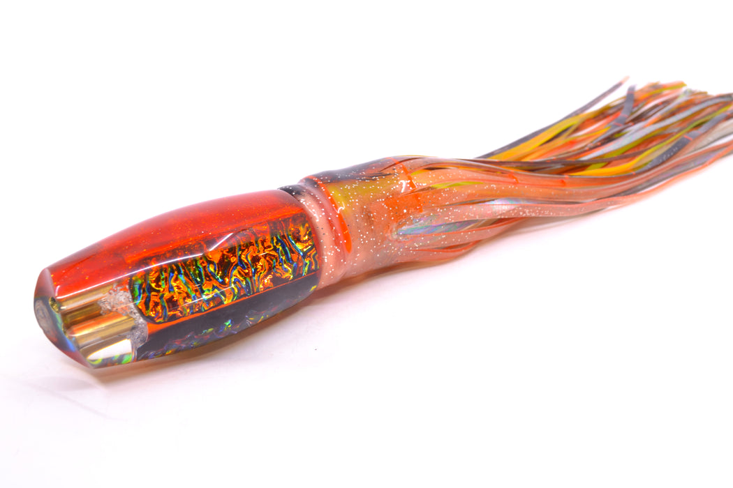 Coggin Lures Fire Dichro Orange Back 4-Hole Copalure Scoop 12" 12oz BOM Skirted
