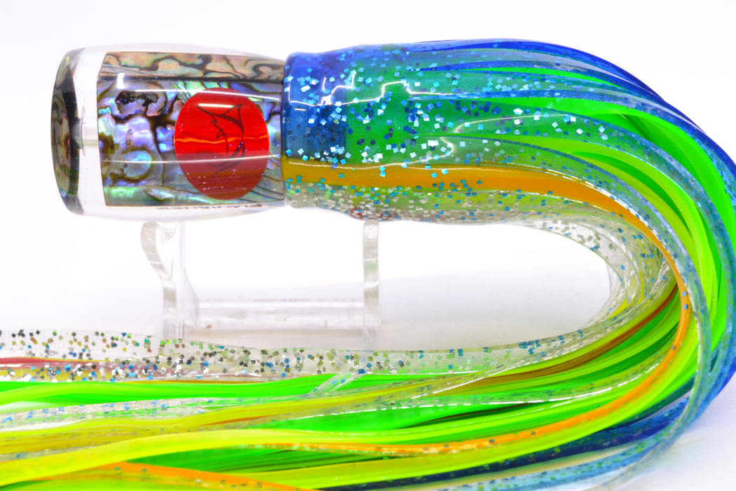 Bonze Lures Paua Shell Red Eyes Punisher 10" 6oz Skirted Blue-Yellow Line-Silver
