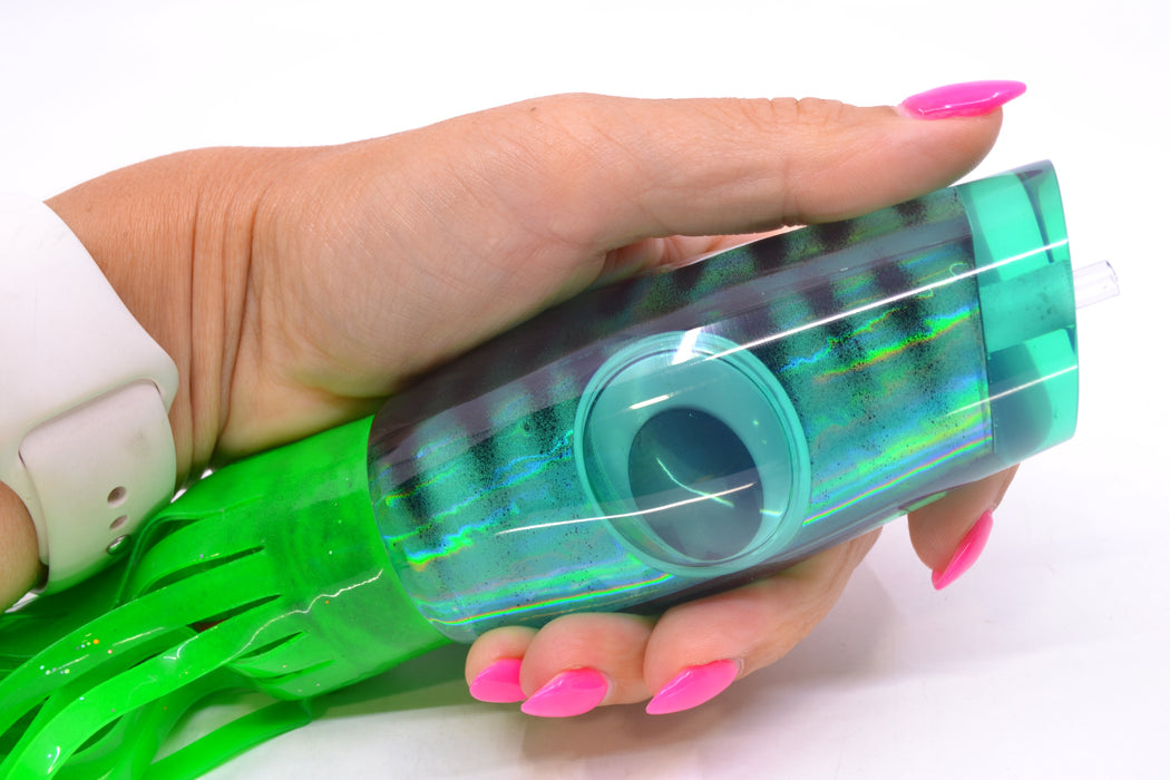 Big T Lures Green Rainbow Pearl Black Striped Back Leopard 12" 10.7oz Skirted Green GZE