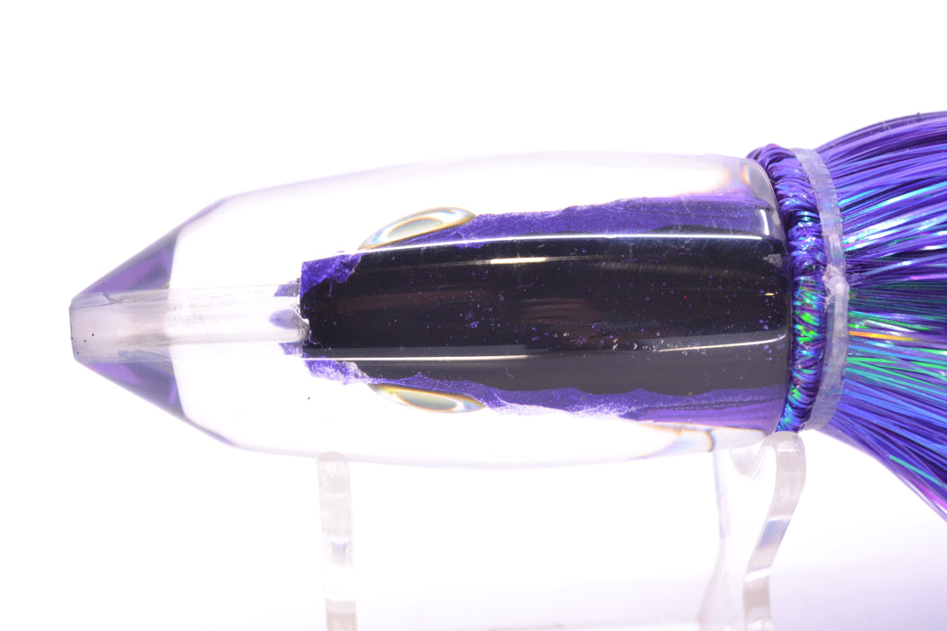 Aloha Lures Black-Purple Back Purple Fins Deep Six Malolo 9" 6.5oz Strobez Purple/White GZE