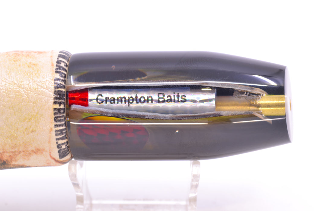 Crampton Baits Real Tahitian MOP Black-Yellow Back Red Eyes Plunger 12" 7oz ALV Fire Mackerel