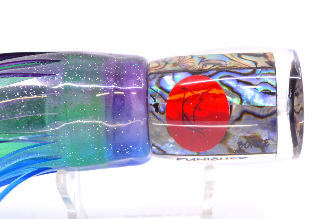 Bonze Lures Paua Shell Red Eyes Punisher 10" 6oz Skirted Purple-Blue/Green
