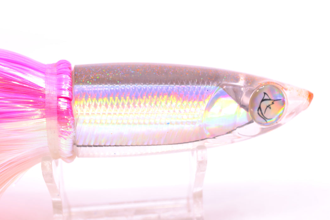 Bonze Lures Silver Rainbow Iridescent Back Weapon 9" 8oz Strobez Pink-White/Orange