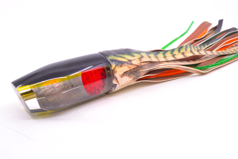 Crampton Baits Real Tahitian MOP Black-Yellow Back Red Eyes Plunger 12" 7oz ALV Fire Mackerel