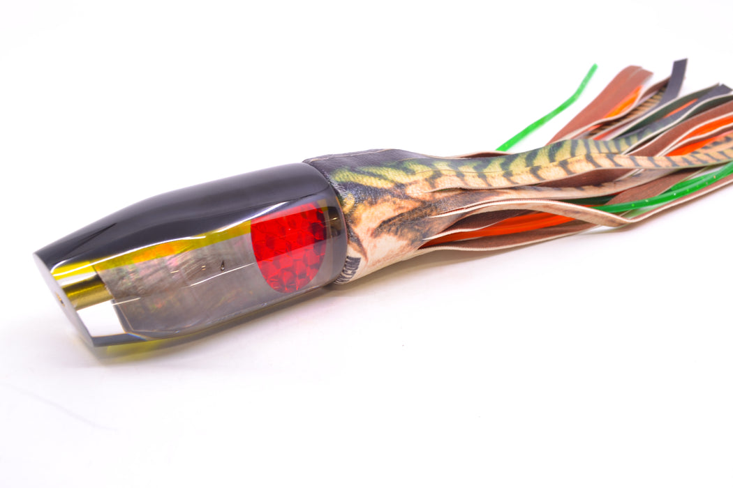 Crampton Baits Real Tahitian MOP Black-Yellow Back Red Eyes Plunger 12" 7oz ALV Fire Mackerel