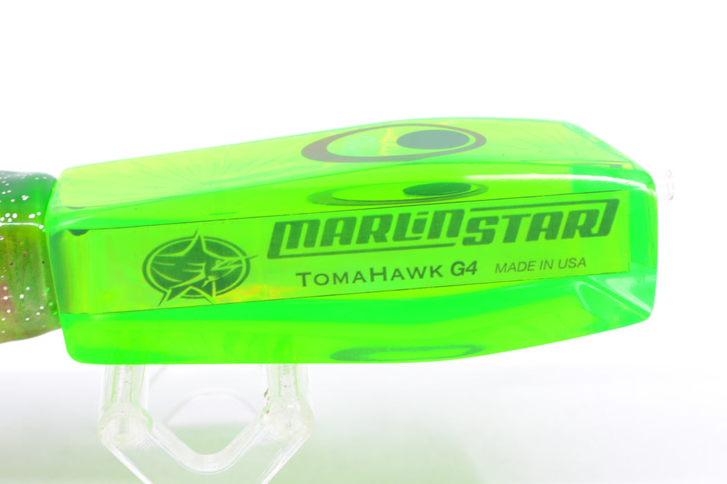 Marlinstar Green Rainbow Starburst Medium Tomahawk G4 9"+ 5.2oz Skirted Green-Clear