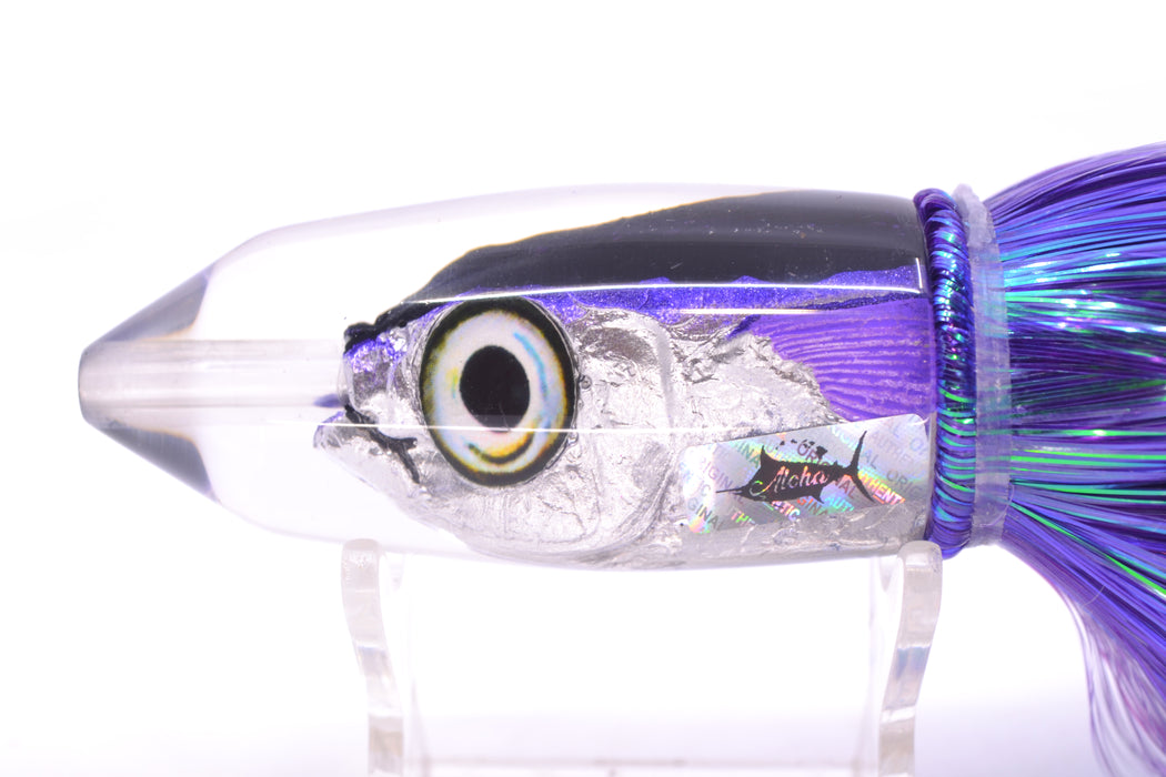 Aloha Lures Black-Purple Back Purple Fins Deep Six Malolo 9" 6.5oz Strobez Purple/White GZE