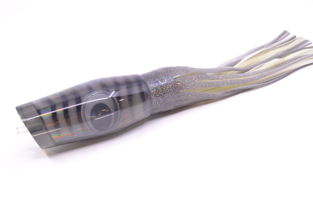 Big T Lures Smoke Rainbow Pearl Black Striped Back Leopard 12" 10.7oz Skirted Silver/White GZE
