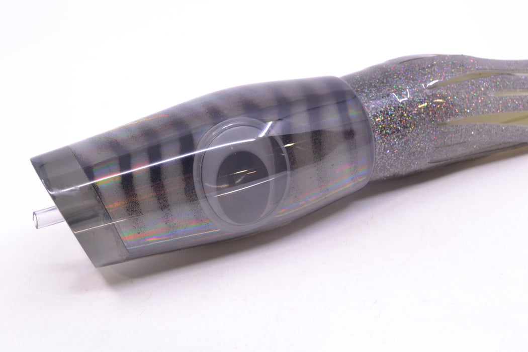 Big T Lures Smoke Rainbow Pearl Black Striped Back Leopard 12" 10.7oz Skirted Silver/White GZE