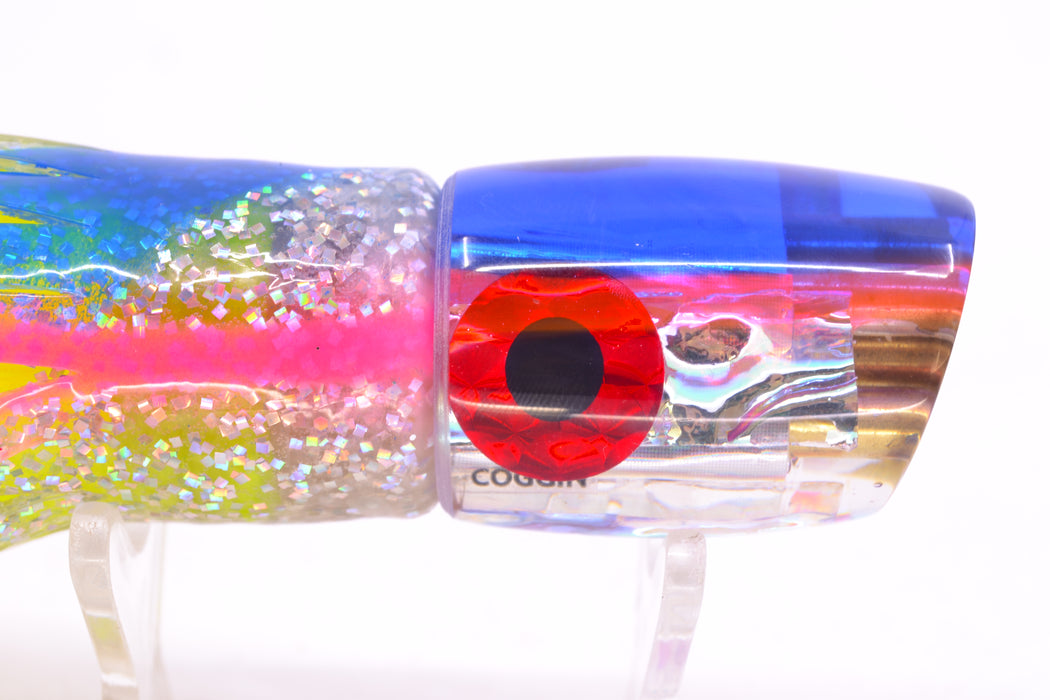 Coggin Lures Ice Rainbow Dichro Blue-Pink Back Jetted Sugar Bear Slant 9" 4.7oz Skirted GZE