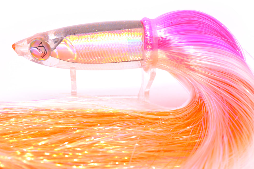 Bonze Lures Silver Rainbow Iridescent Back Weapon 9" 8oz Strobez Pink-White/Orange