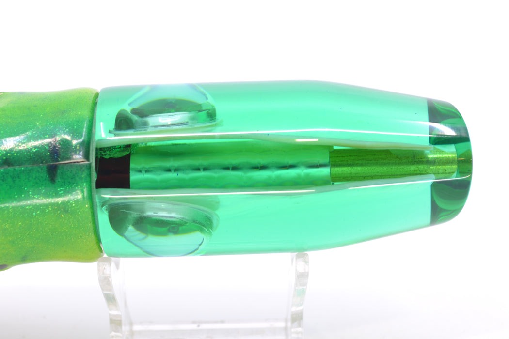 Crampton Baits Green Resin Real Ripple MOP Doll Eyes Plunger 12" 7oz Fire Tailz Mahi