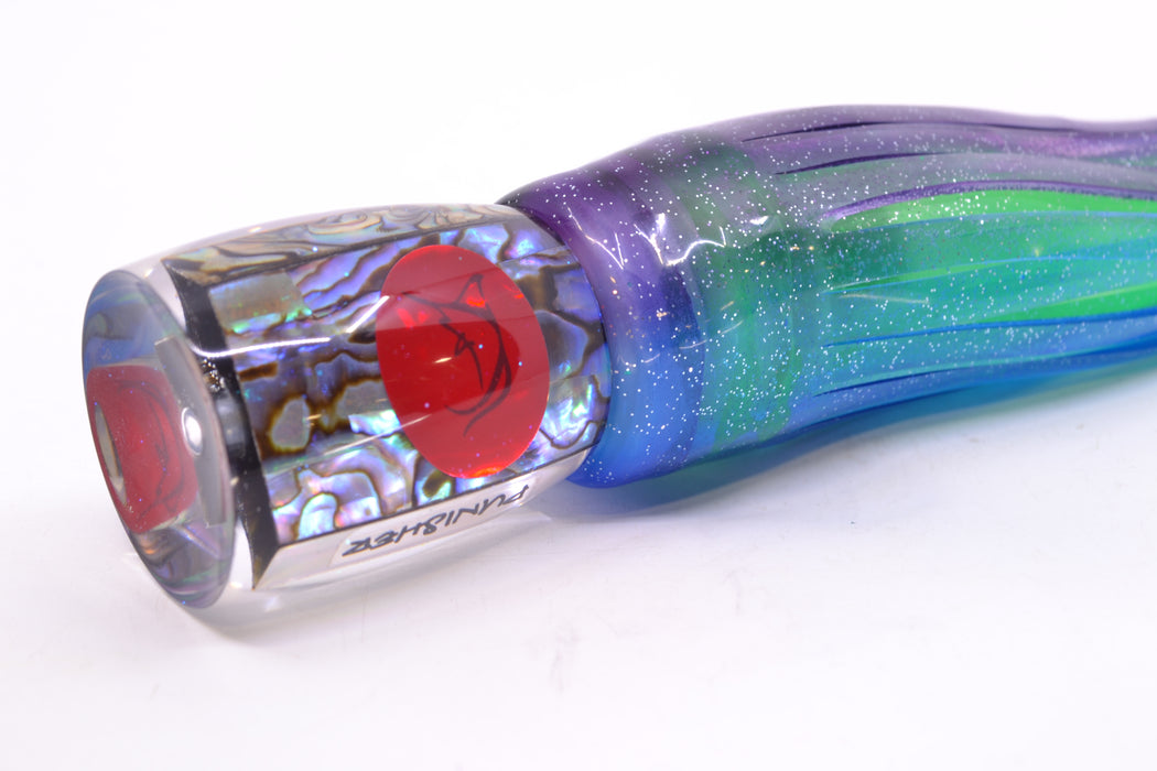 Bonze Lures Paua Shell Red Eyes Punisher 10" 6oz Skirted Purple-Blue/Green