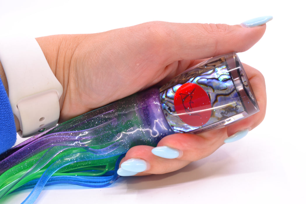 Bonze Lures Paua Shell Red Eyes Punisher 10" 6oz Skirted Purple-Blue/Green
