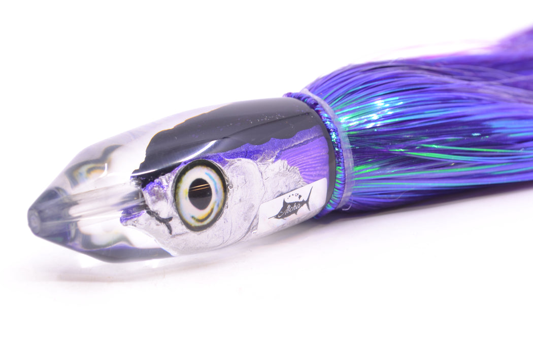 Aloha Lures Black-Purple Back Purple Fins Deep Six Malolo 9" 6.5oz Strobez Purple/White GZE
