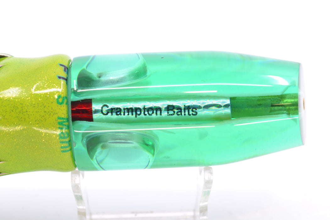 Crampton Baits Green Resin Real Ripple MOP Doll Eyes Plunger 12" 7oz Fire Tailz Mahi