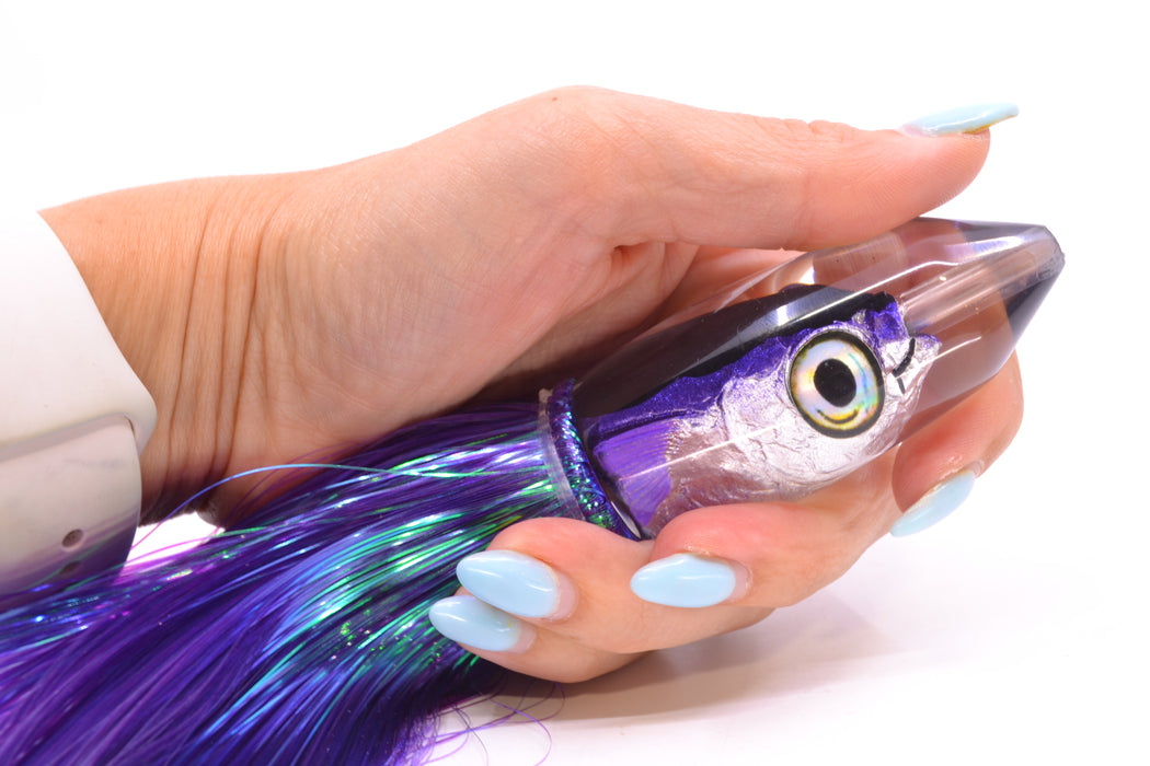 Aloha Lures Black-Purple Back Purple Fins Deep Six Malolo 9" 6.5oz Strobez Purple/White GZE