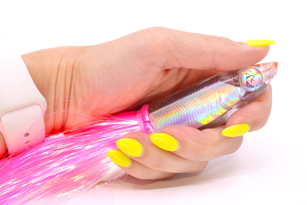 Bonze Lures Silver Rainbow Iridescent Back Weapon 9" 8oz Strobez Pink-White/Orange