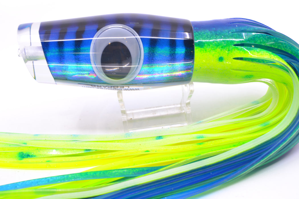 Big T Lures Blue-Silver Pearl Black Striped Back Leopard 12" 10.7oz Skirted Blue-Chartreuse-White GZE