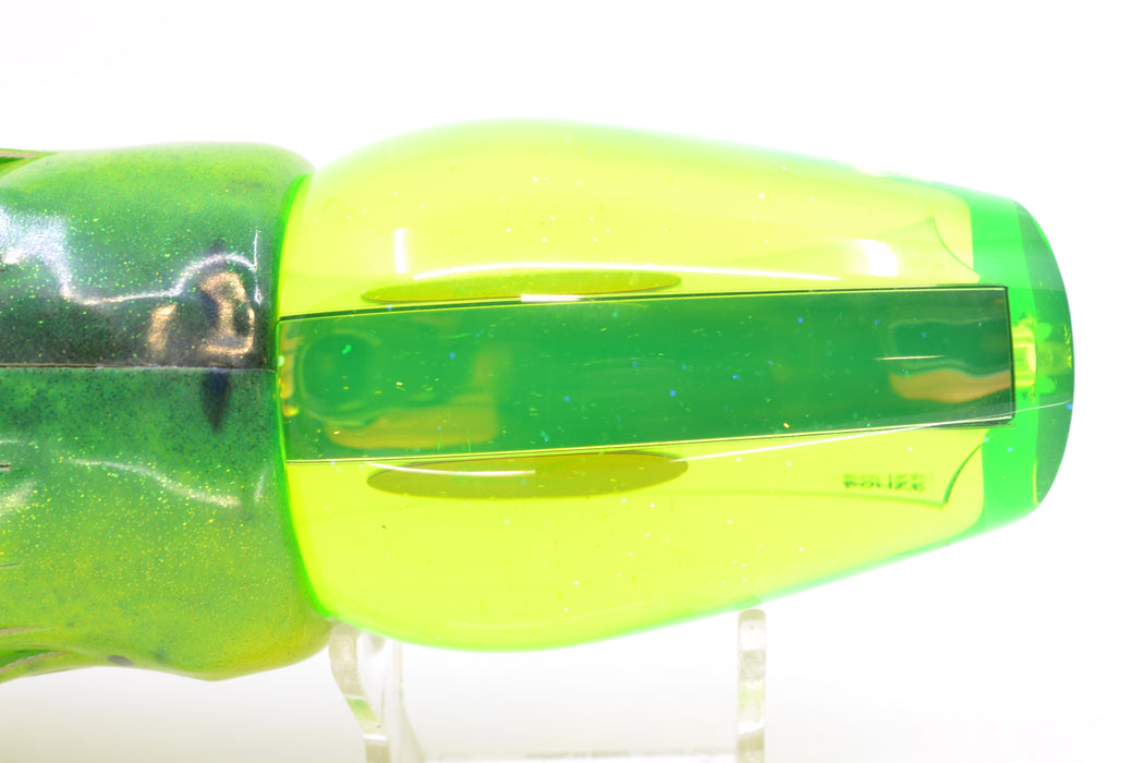 Bonze Lures Green Mirrored Red Eyes Sugar Daddy 14" 15.5oz Fire Tailz Vinyl Mahi
