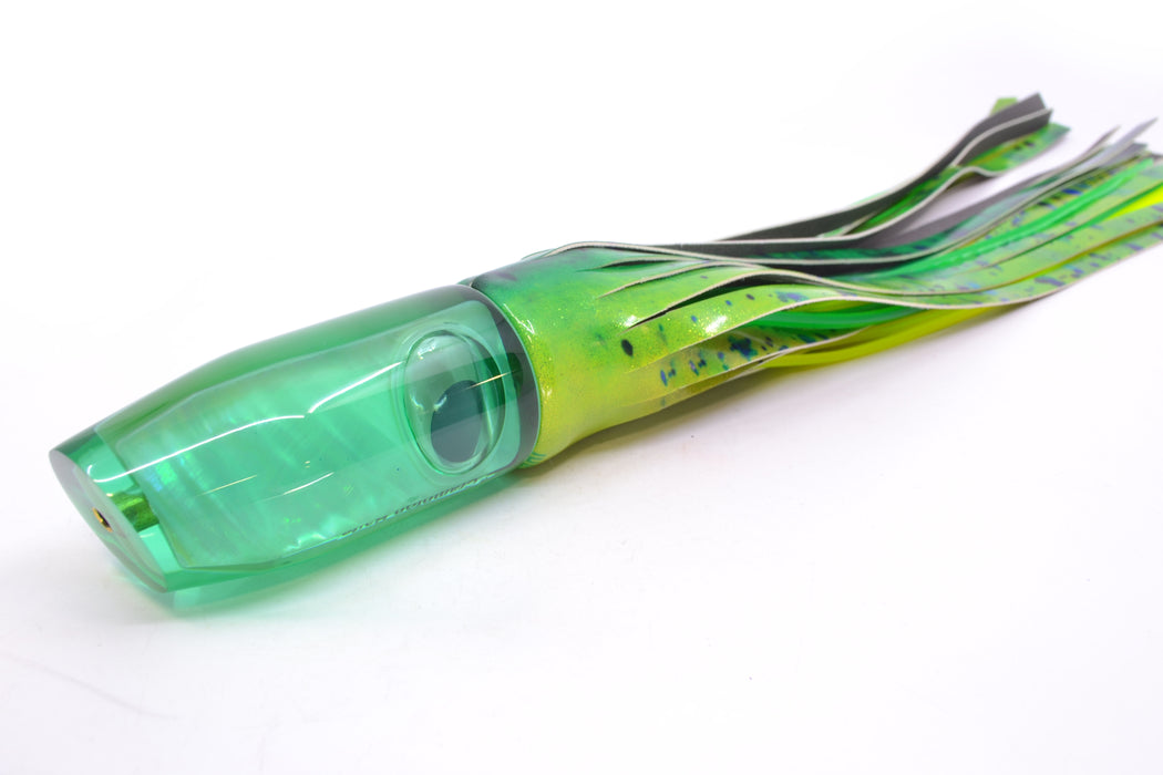 Crampton Baits Green Resin Real Ripple MOP Doll Eyes Plunger 12" 7oz Fire Tailz Mahi