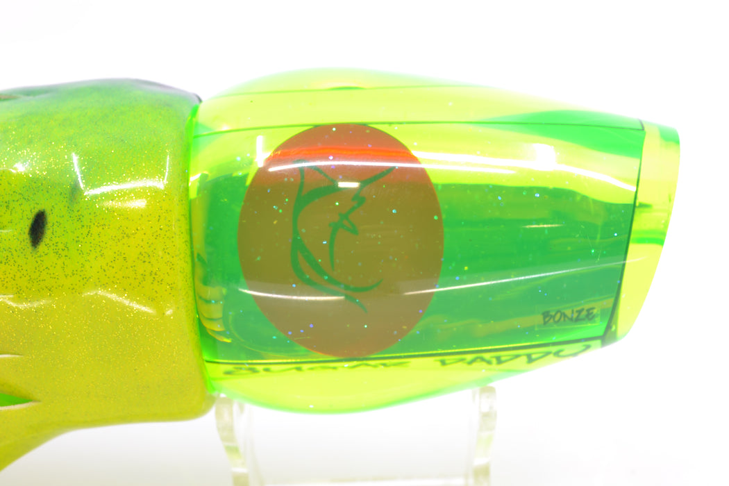 Bonze Lures Green Mirrored Red Eyes Sugar Daddy 14" 15.5oz Fire Tailz Vinyl Mahi