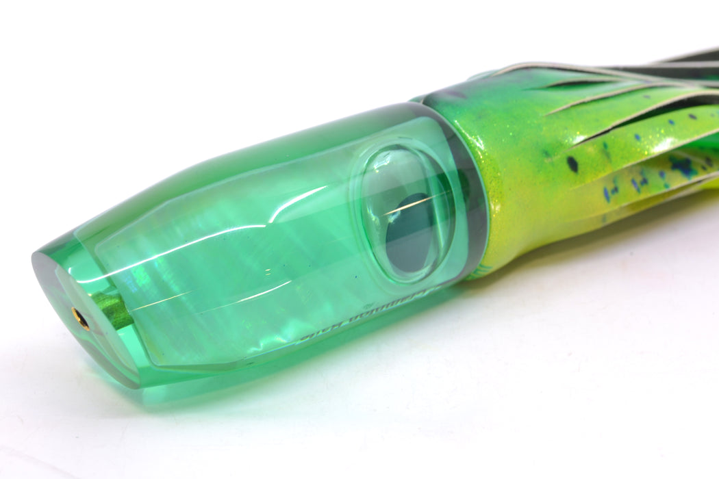 Crampton Baits Green Resin Real Ripple MOP Doll Eyes Plunger 12" 7oz Fire Tailz Mahi